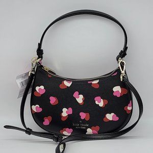 Kate Spade Staci Flutter Hearts Printed Crossbody K6044 Black Multi
